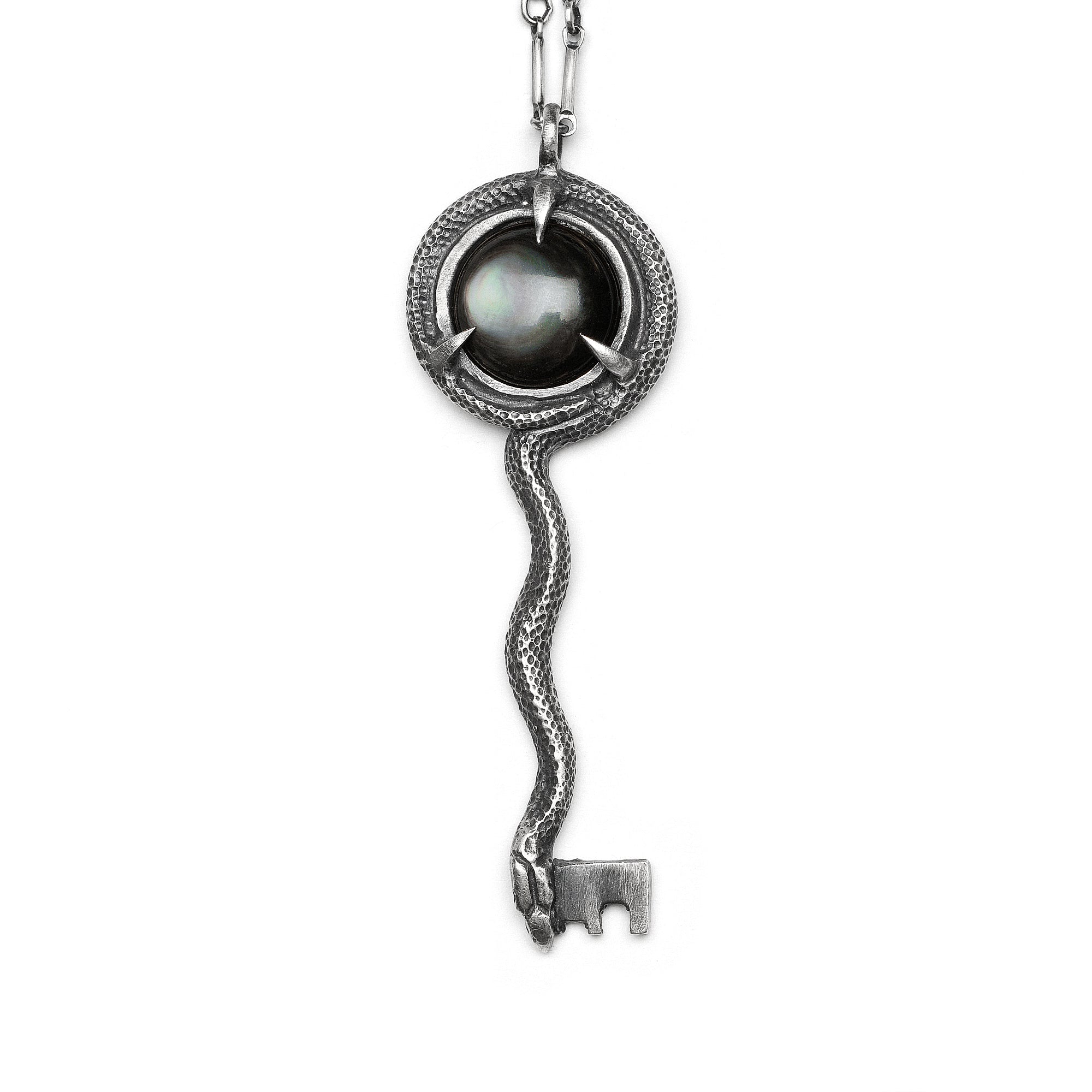 The Asclepius Key. Black Mother of Pearl Necklace. * Limited *