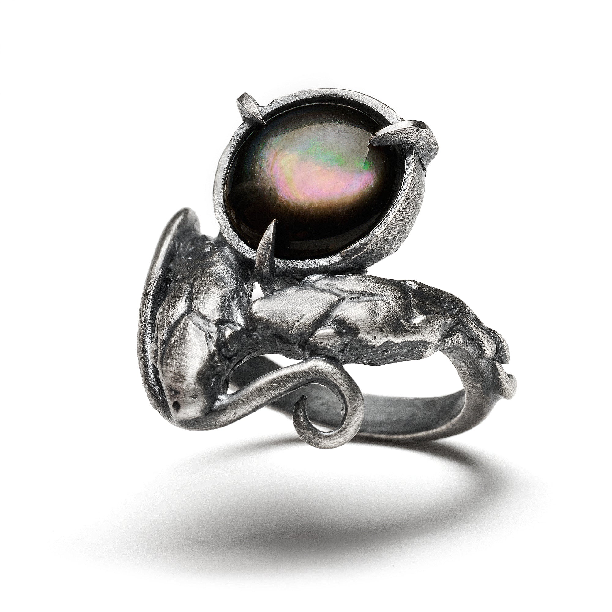 The Jeweled Outsider. Black Mother of Pearl Ring. * Limited *