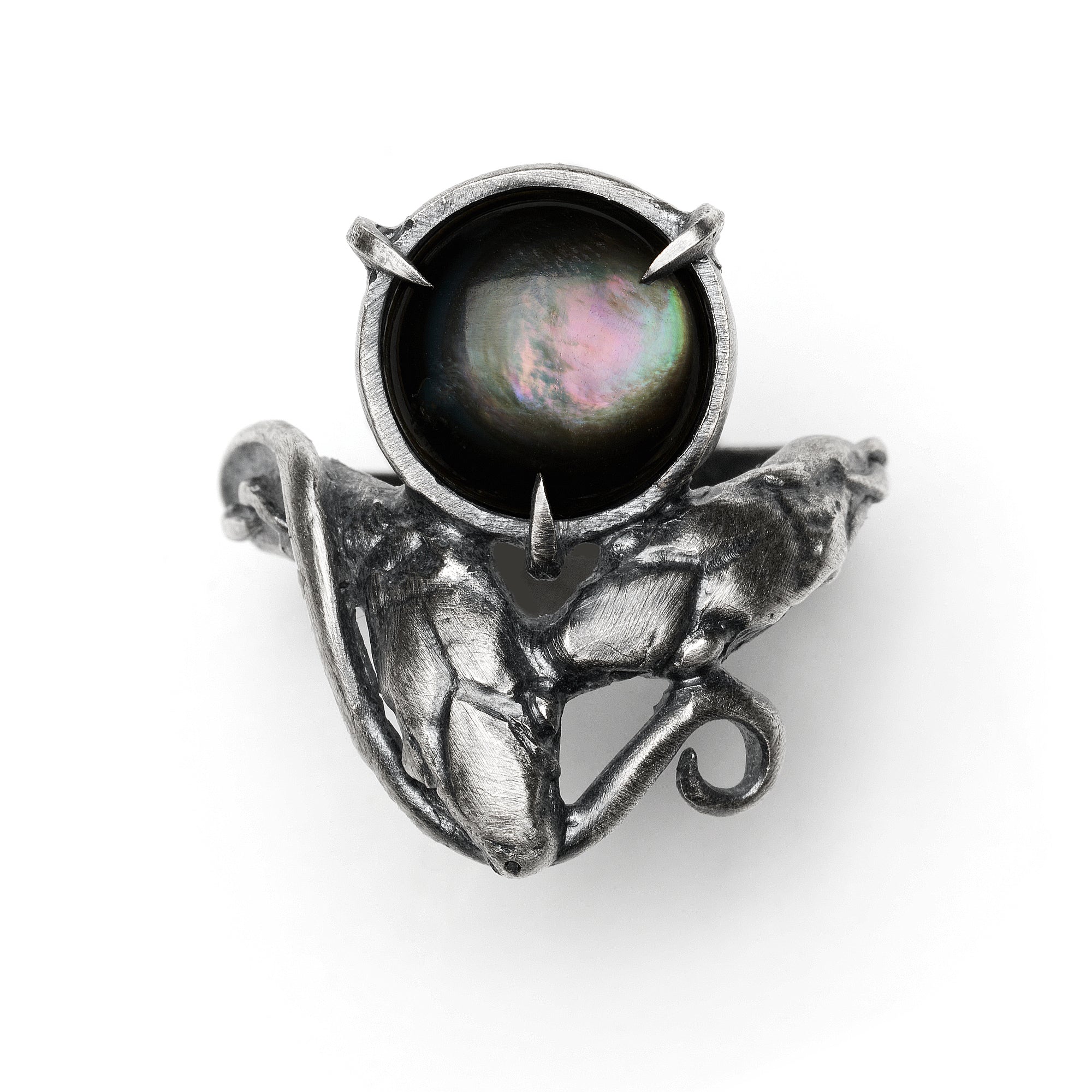 The Jeweled Outsider. Black Mother of Pearl Ring. * Limited *