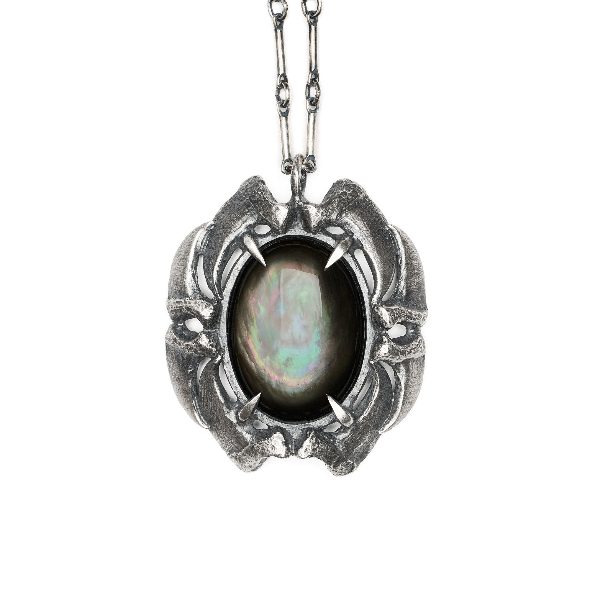 Cat Claw Scarab. Black Mother of Pearl Necklace. *Limited*