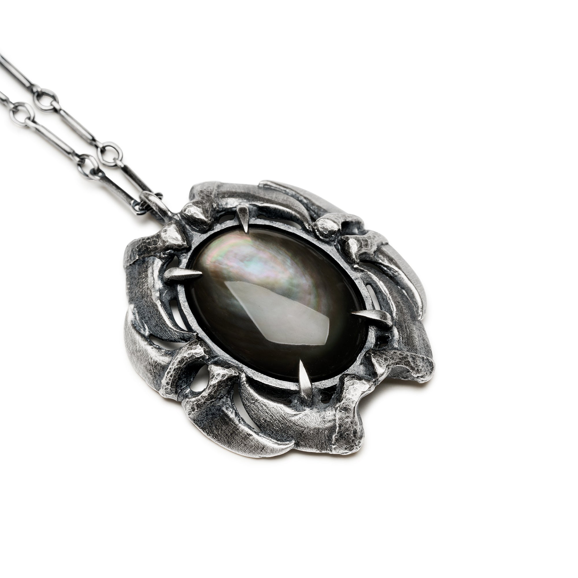 Cat Claw Scarab. Black Mother of Pearl Necklace. *Limited*