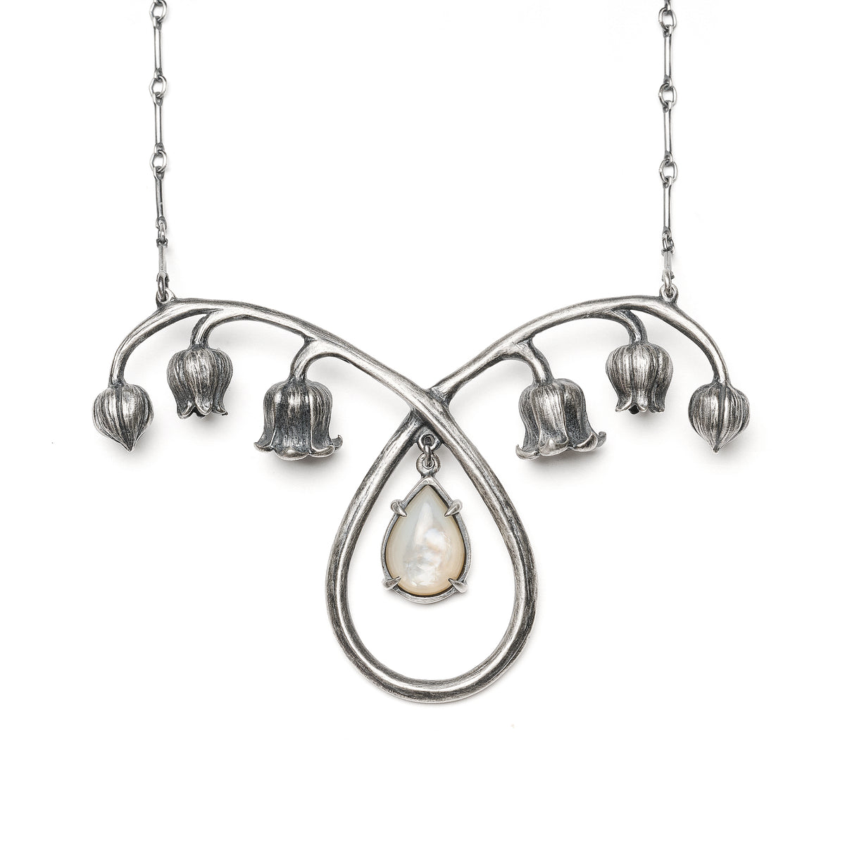 * Ready to Ship * An End to Sorrow. Lily of the Valley and Mother of Pearl Necklace.
