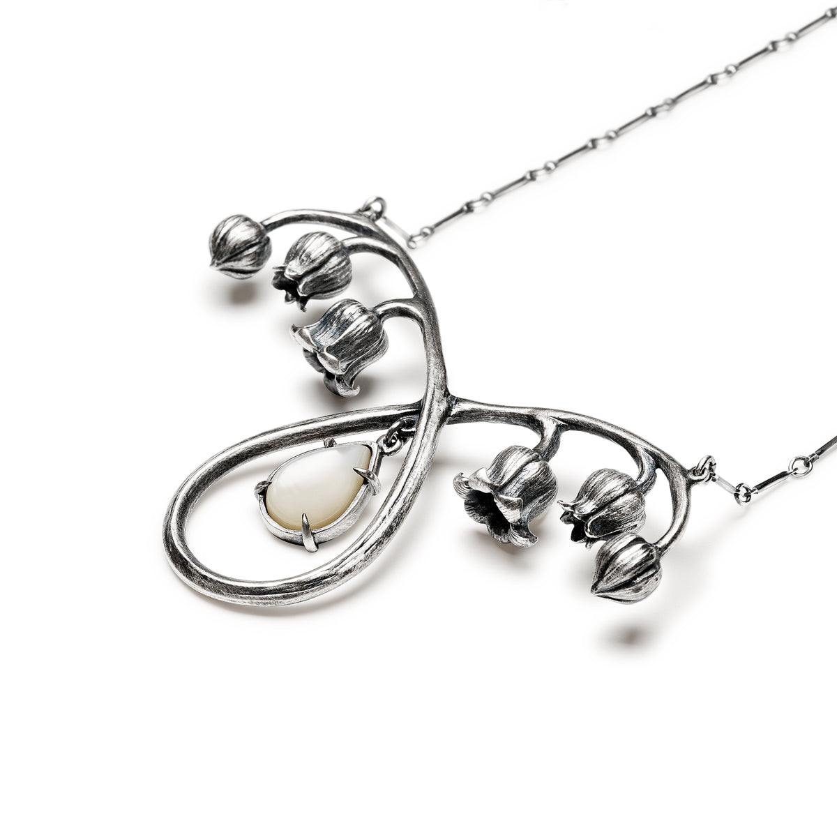 * Ready to Ship * An End to Sorrow. Lily of the Valley and Mother of Pearl Necklace.
