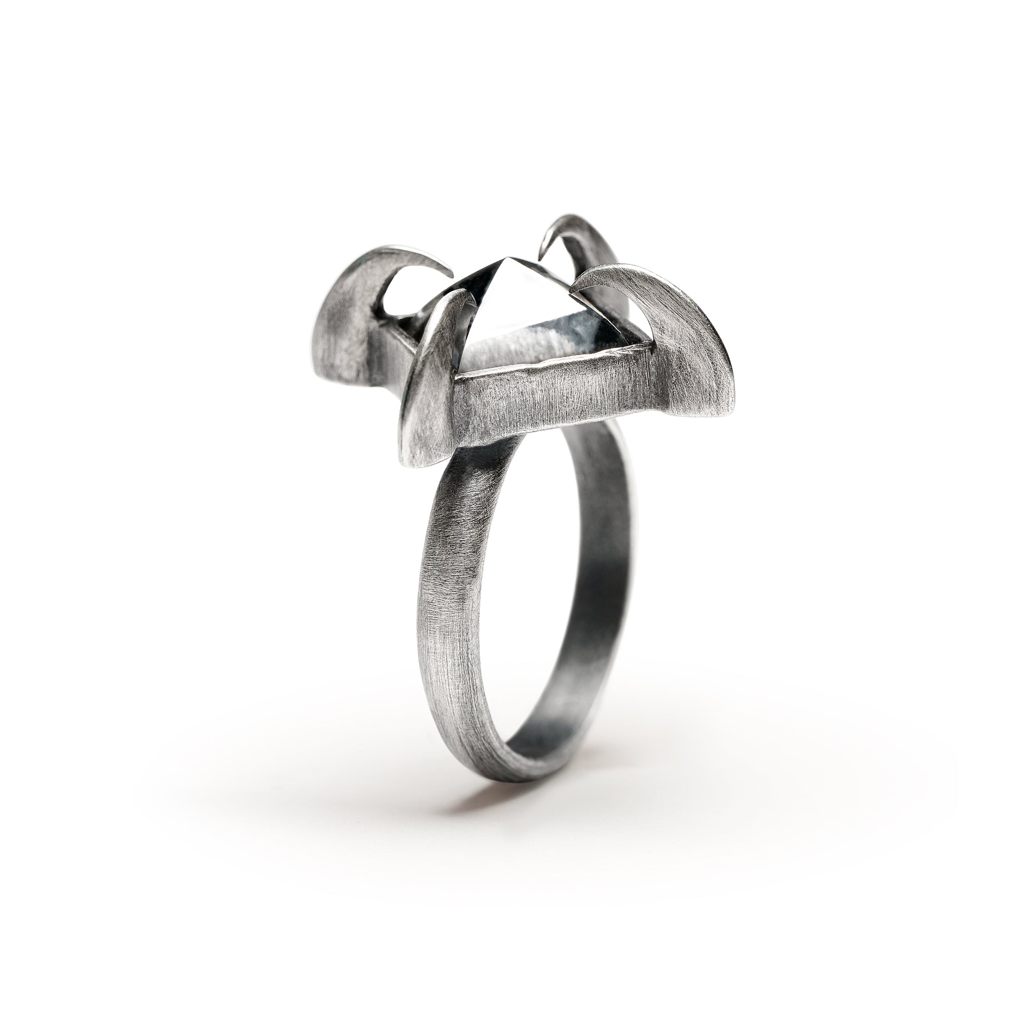 * Ready to Ship * Petite Tomb of Memory. Clear Quartz Ring. Size 8.5.