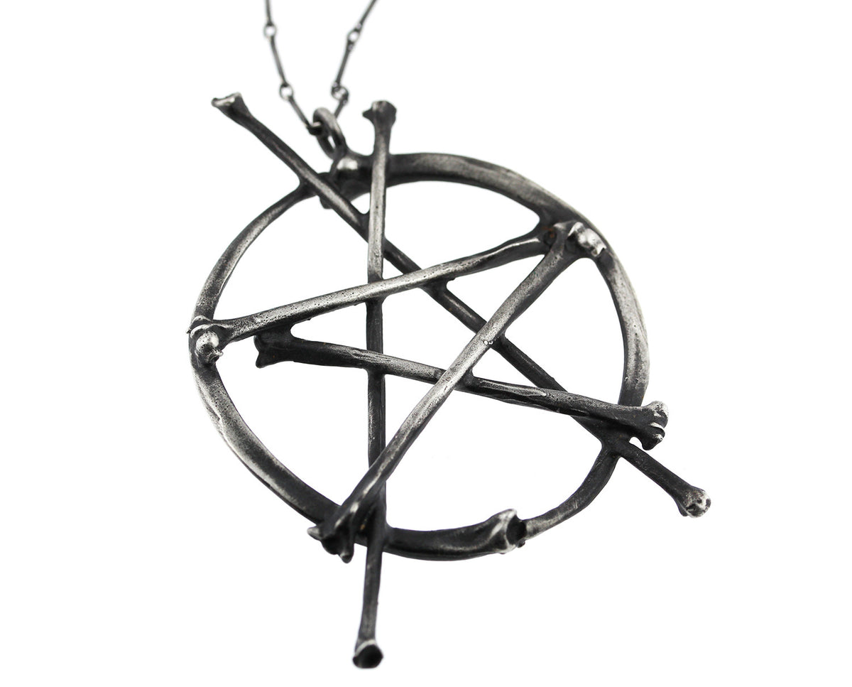 * Ready to Ship * Snake Rib & Bat Wing Bone Pentacle Necklace