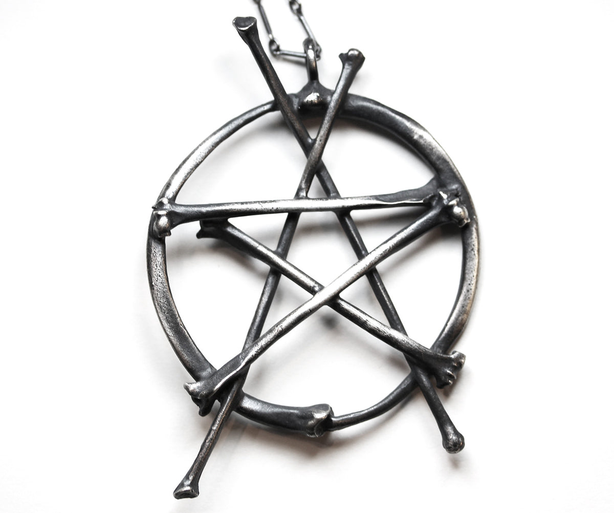 * Ready to Ship * Snake Rib & Bat Wing Bone Pentacle Necklace