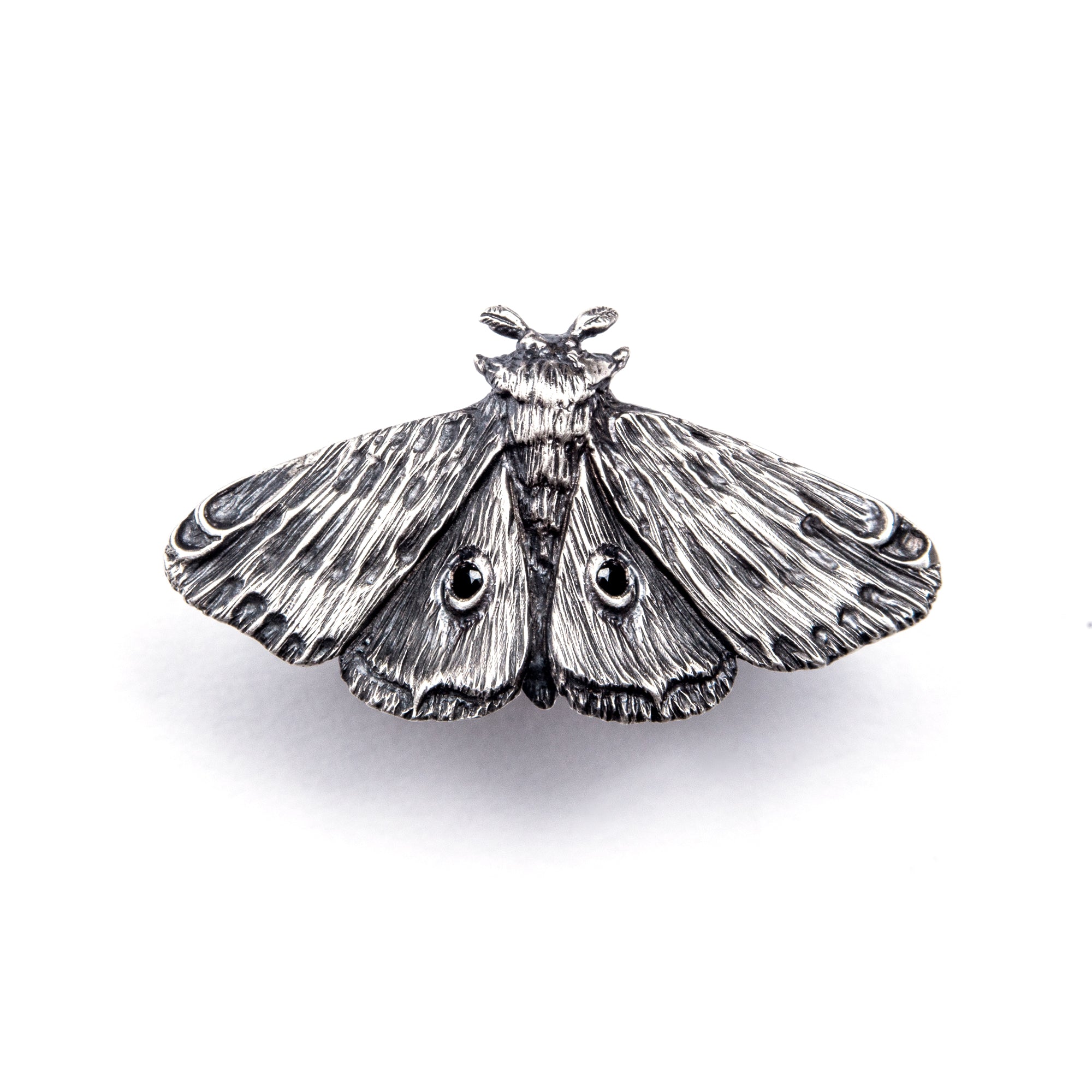 Planchette Moth Ring with Black CZ