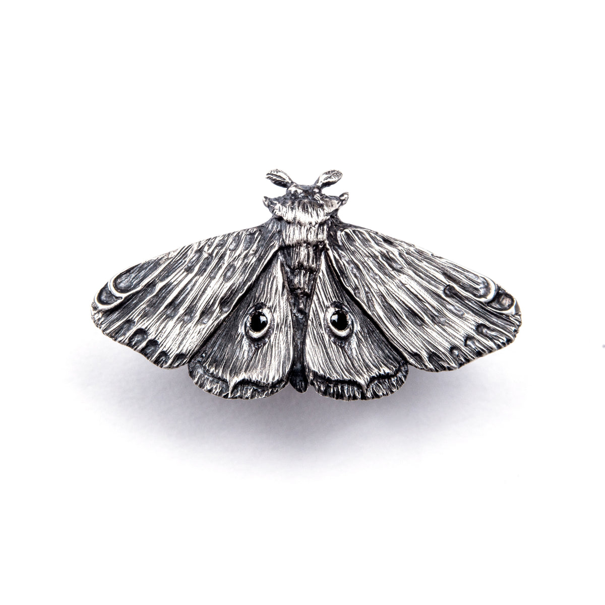 Planchette Moth Ring with Black CZ