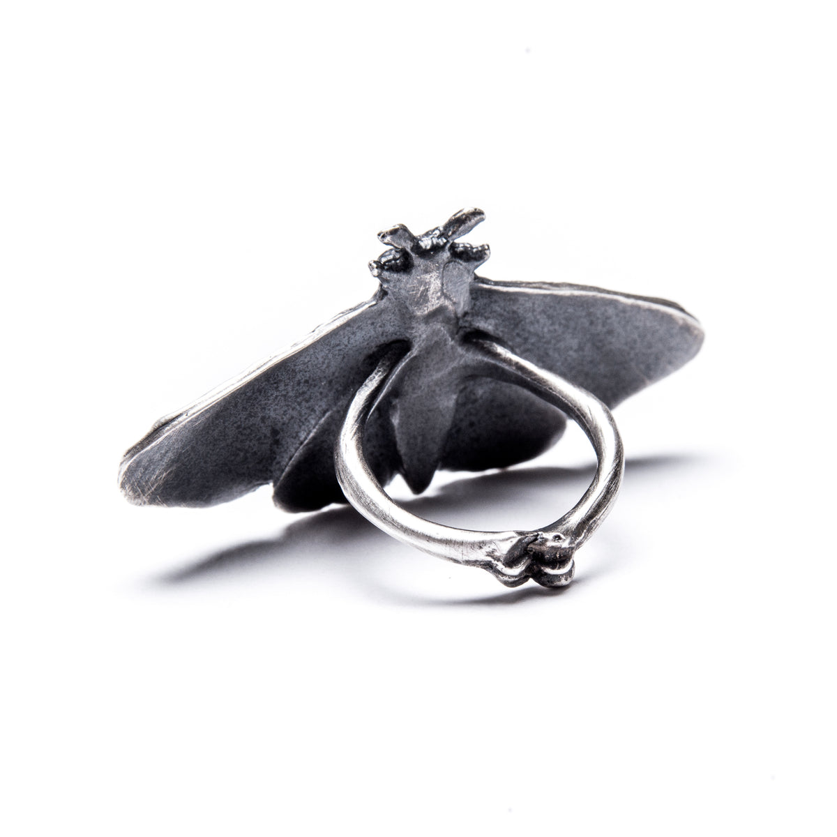 Planchette Moth Ring with Black CZ