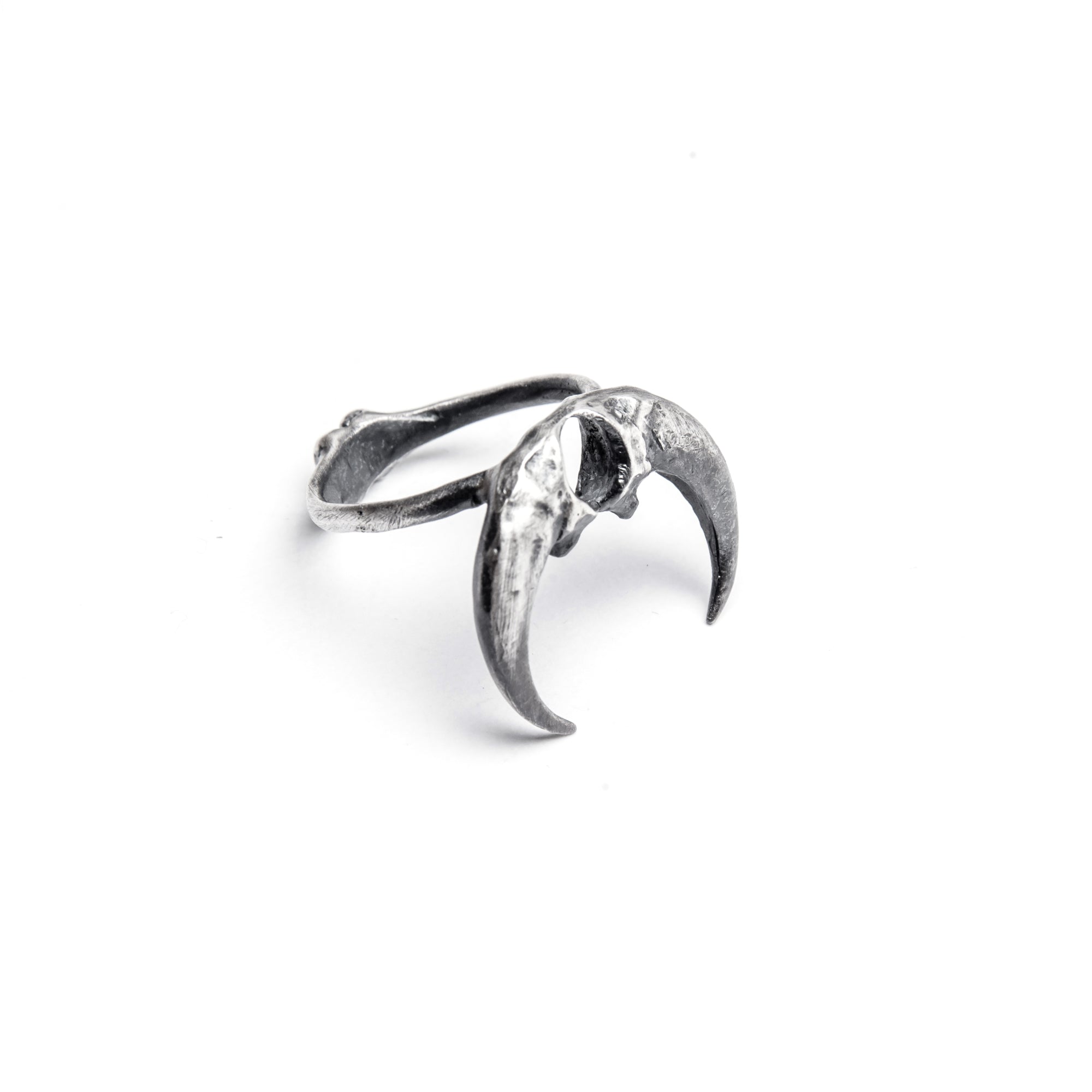 Small Owl Talon Moon Ring.