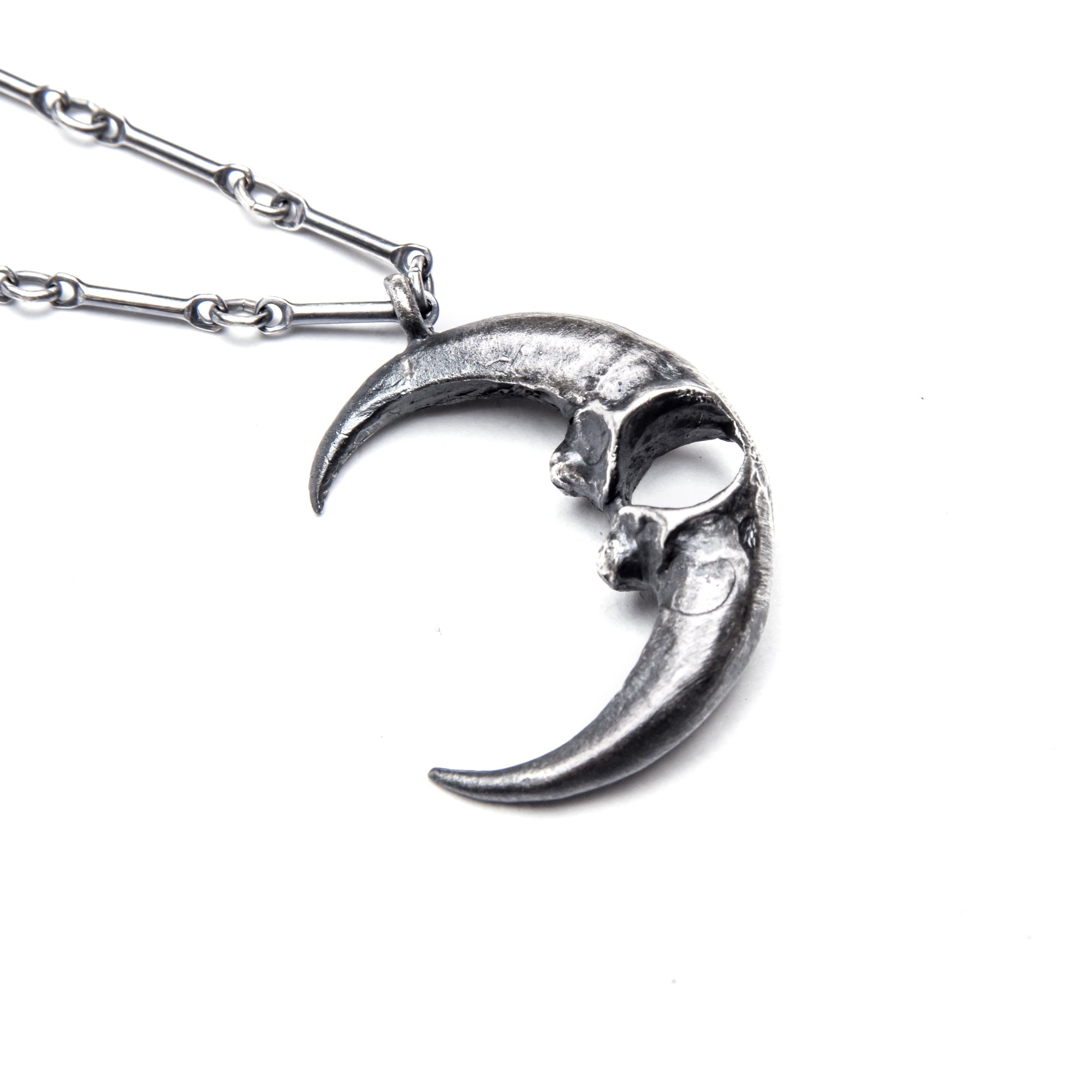 Small Owl Talon Moon Necklace.
