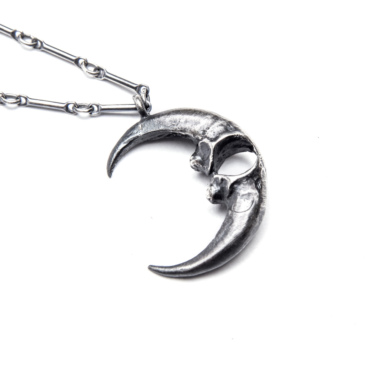 Small Owl Talon Moon Necklace.
