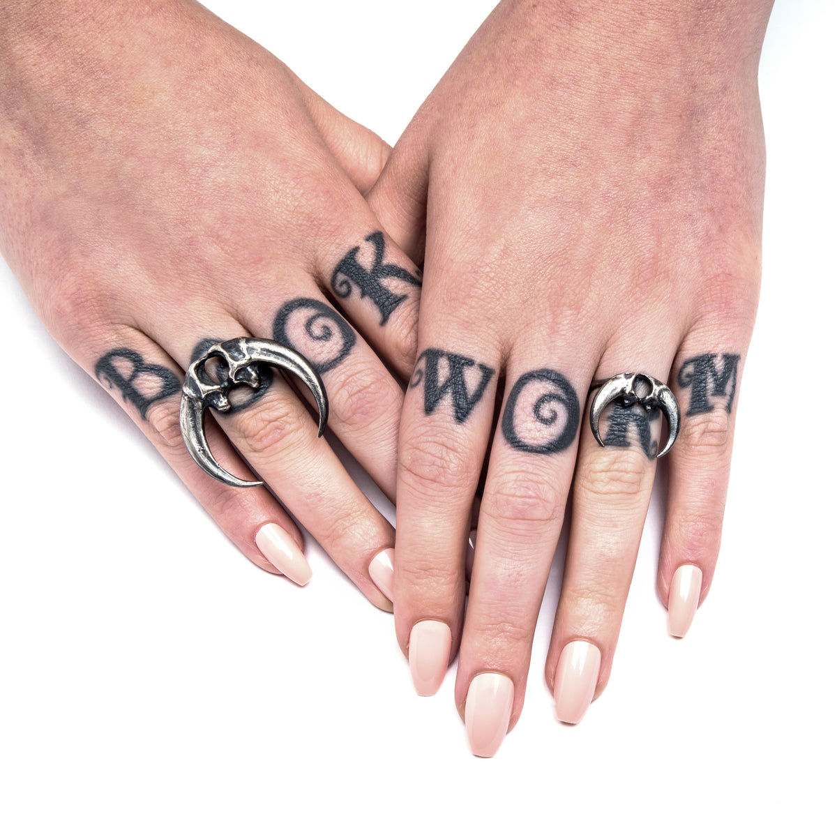 Small Owl Talon Moon Ring.