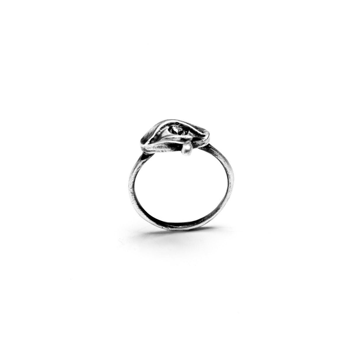 Small Mourning Eye. Silver Tears. Ring.