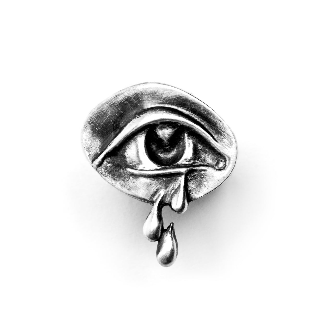 Large Mourning Eye. Silver Tears. Ring.