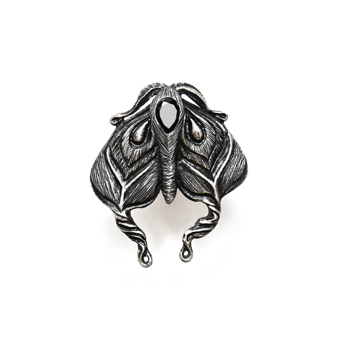 * Ready to Ship  * The Planchette Grief Moth. Ring with Onyx. Size 7.