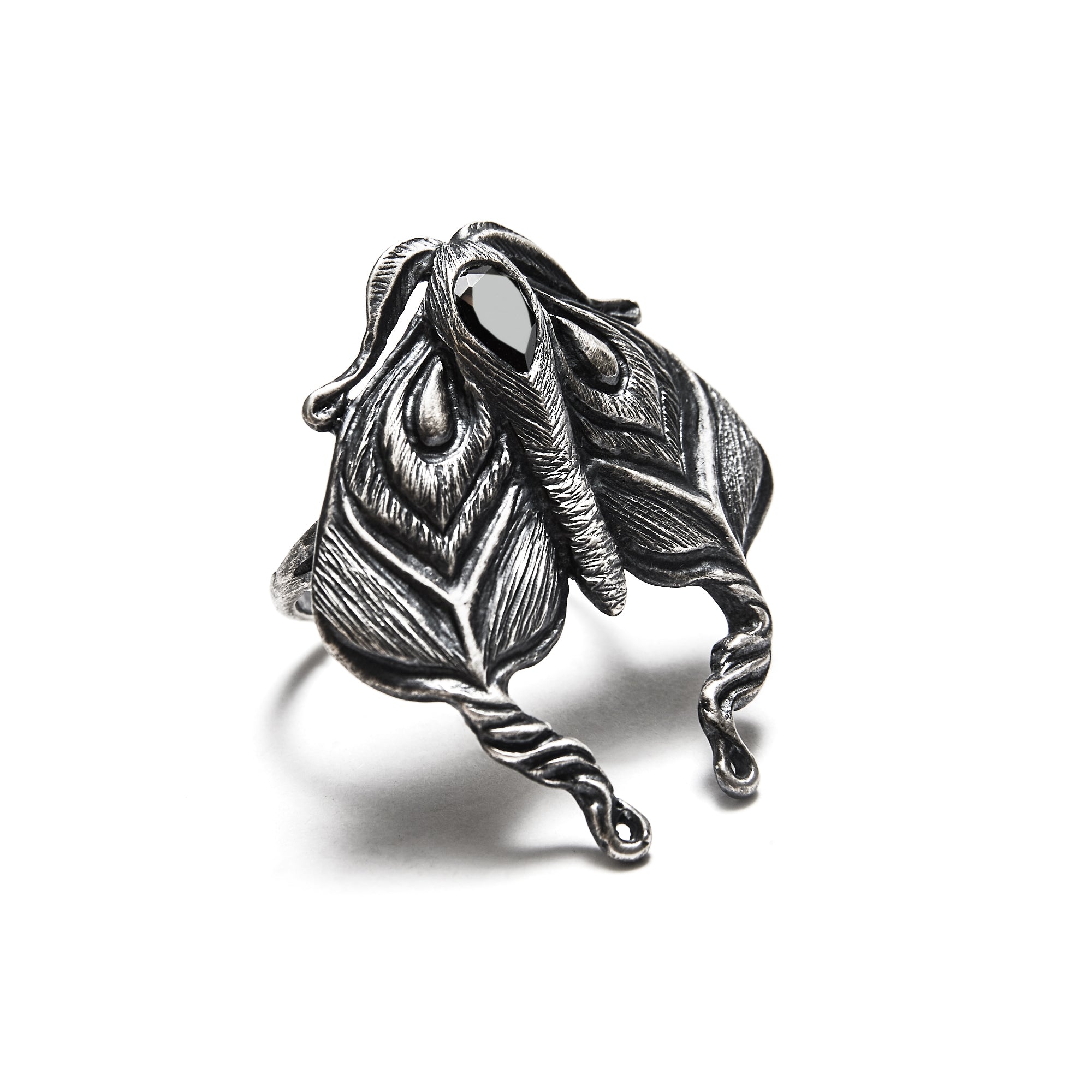 * Ready to Ship  * The Planchette Grief Moth. Ring with Onyx. Size 7.