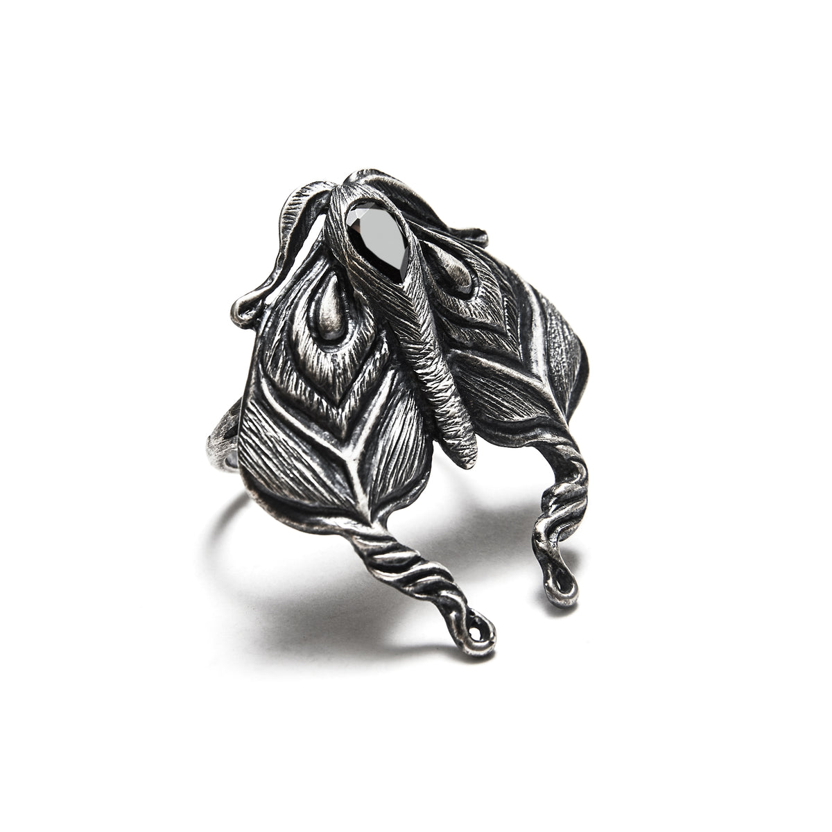 * Ready to Ship  * The Planchette Grief Moth. Ring with Onyx. Size 7.