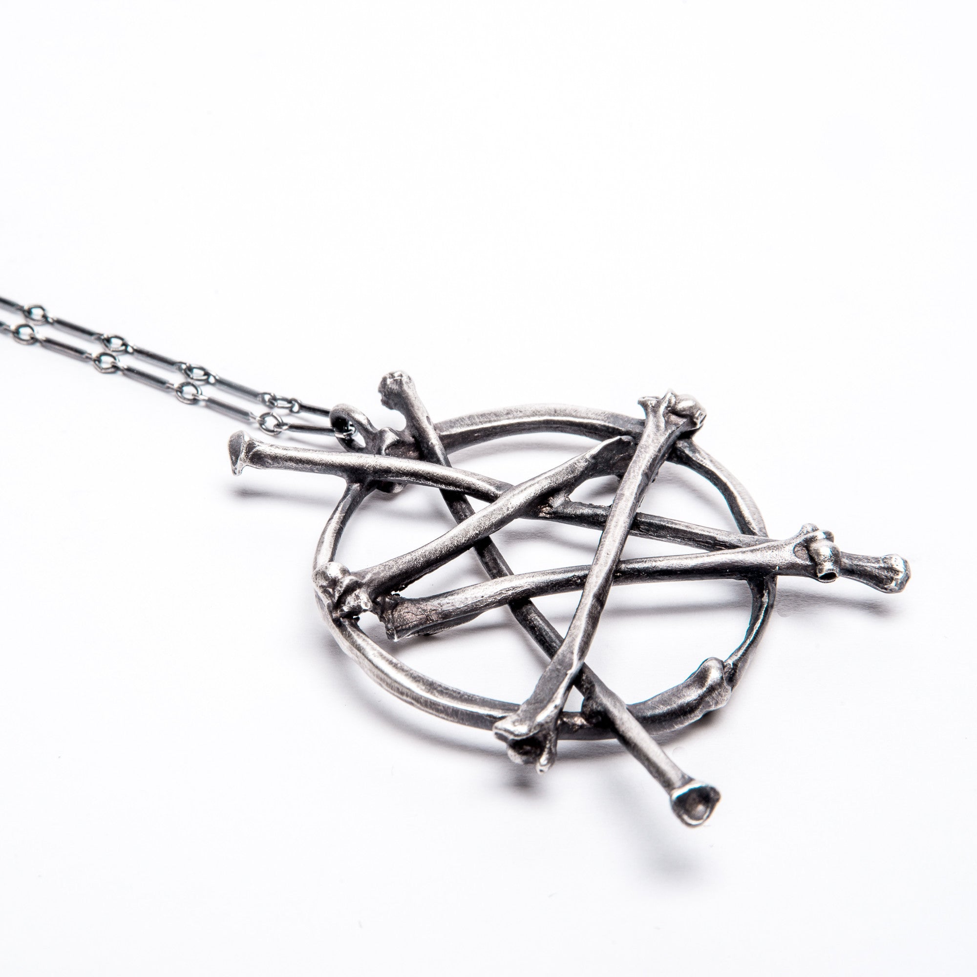 * Ready to Ship * Mini Snake Rib & Bat Wing Bone Pentacle Necklace