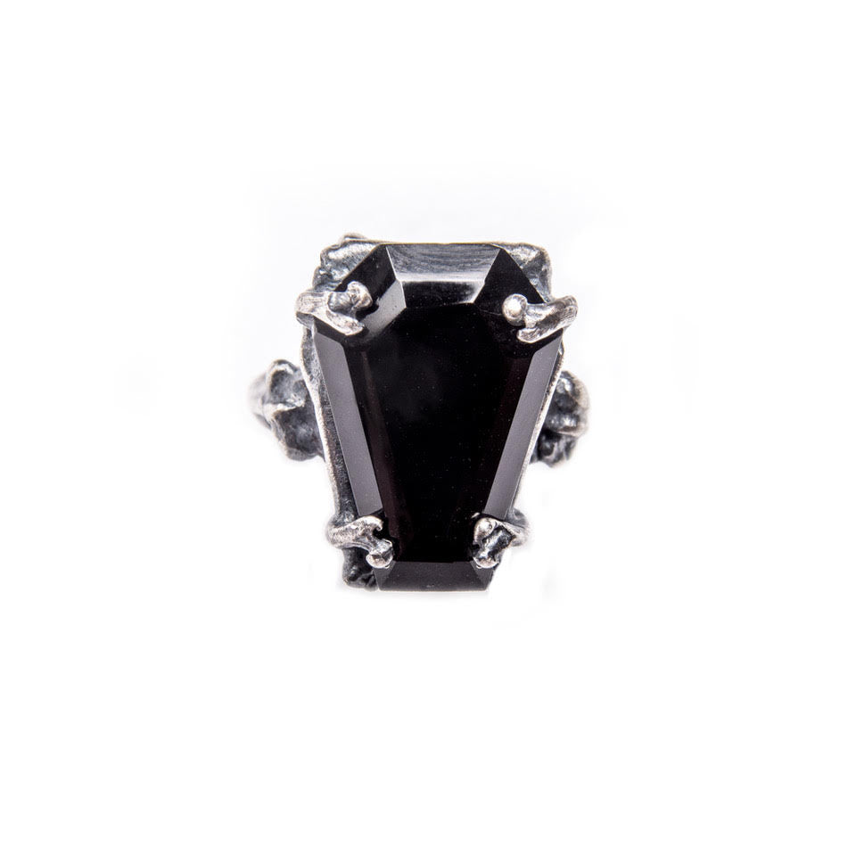 Easeful Death. Medium Onyx Coffin Ring.