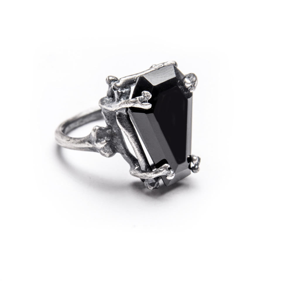 Easeful Death. Medium Onyx Coffin Ring.